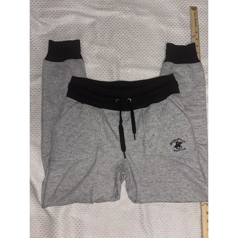 Beverly Hills Polo Club Men’s Gray/Black Jogger Pants L Cotton Blend Pockets
